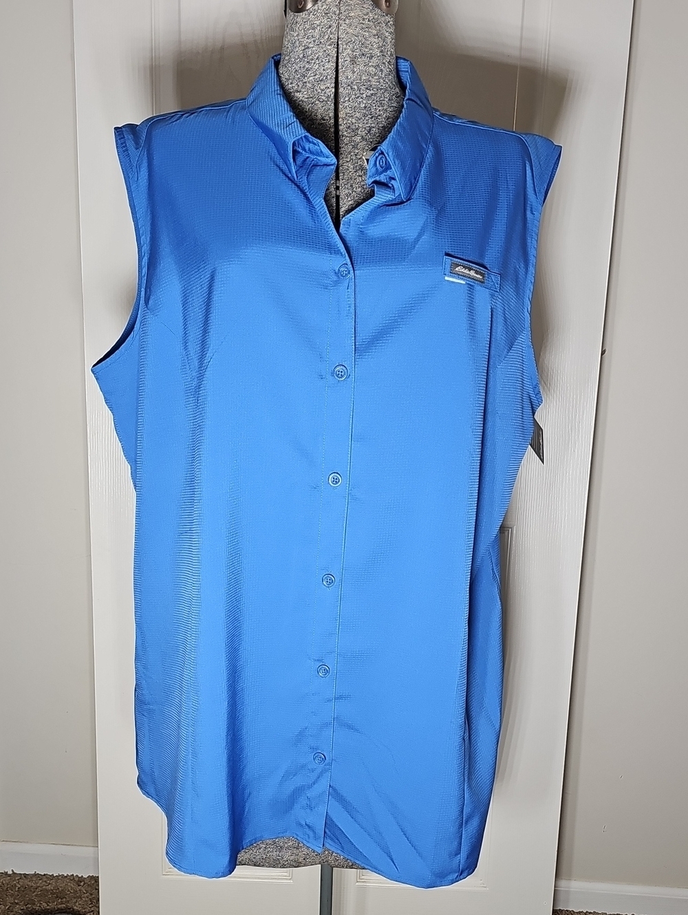 Eddie Bauer Freedry Water Guide Sleeveless Fishing Shirt 2XL Tall Blue NWT